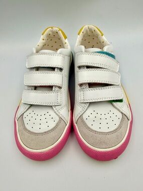 Mini Boden White Sneakers with Pink & Yellow Accents